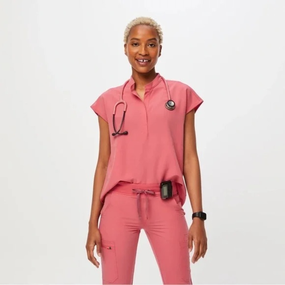 Figs Technical Collection Rafaela Oversized Scrub Top in Melon Pink